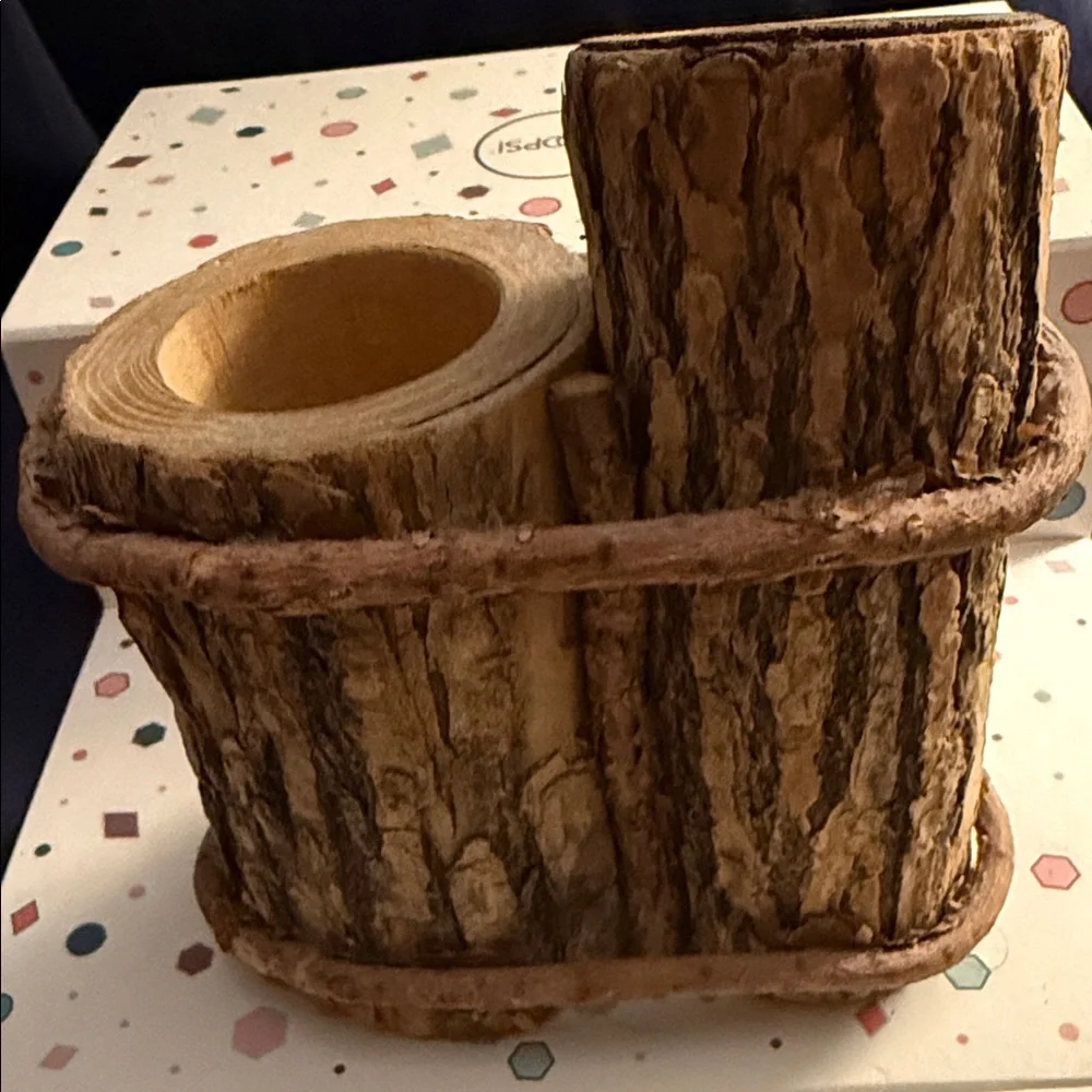 Rustic Brown Wooden Pencil Holder